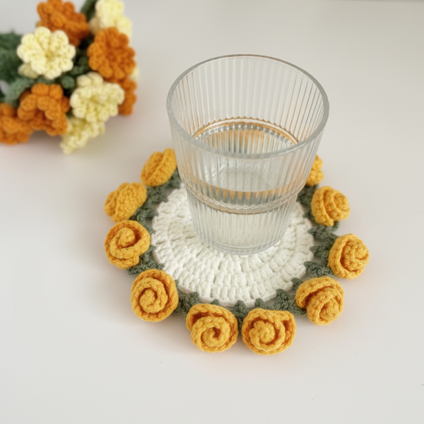 Rose & Lily Coaster - Yellow Flowers