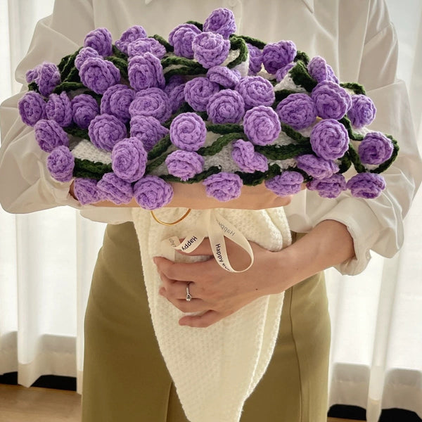 Rose & Lily Bouquet Blanket - Purple Roses
