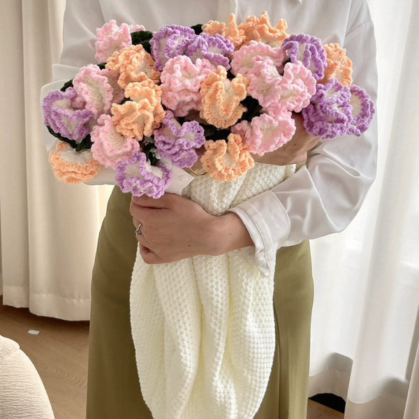 Rose & Lily Bouquet Blanket - Pastel Meadow Garden