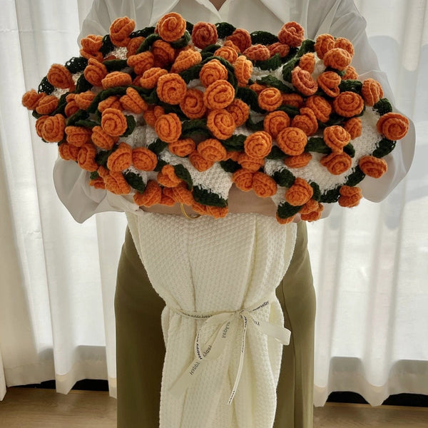 Rose & Lily Bouquet Blanket - Orange Roses